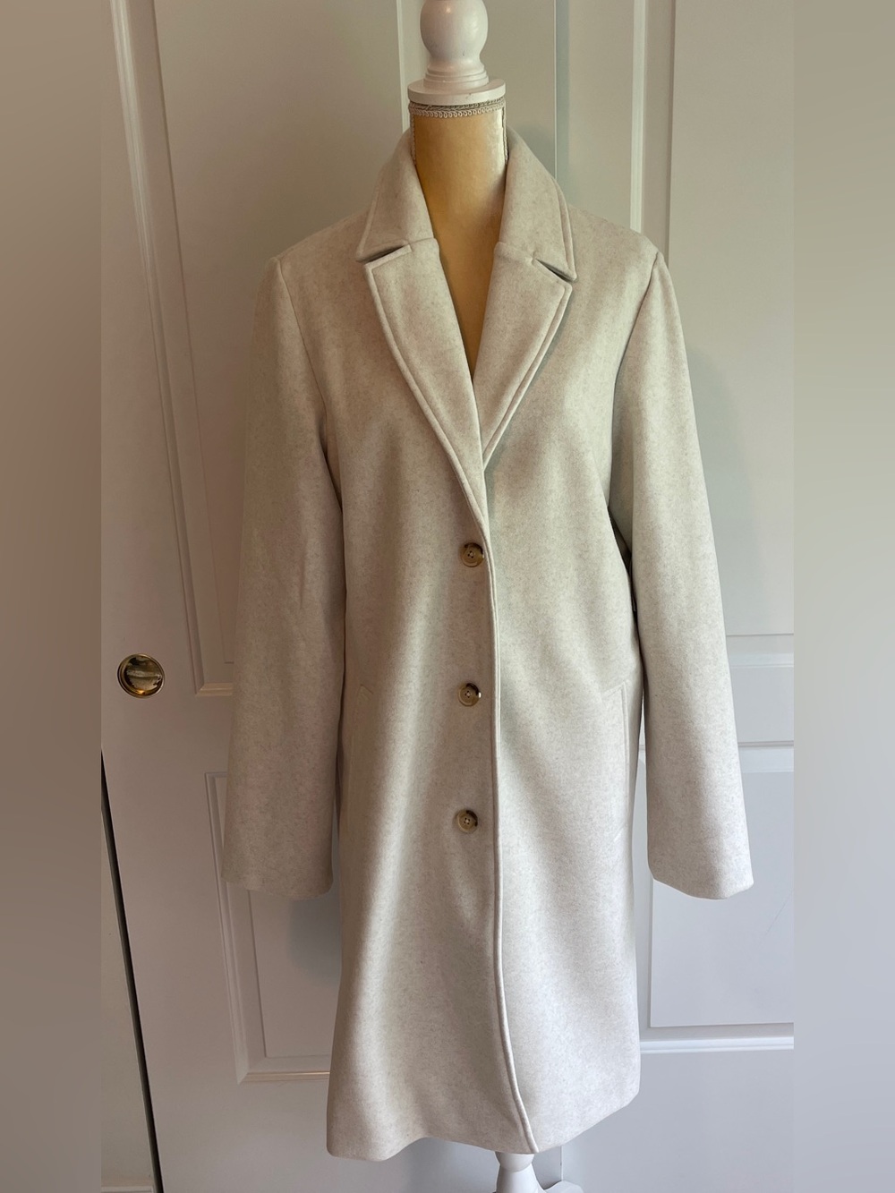 Old Navy Light Cream Single-Breasted Wool Blend Coat